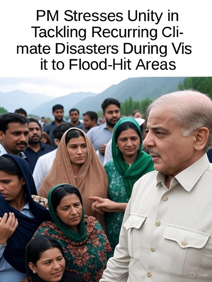 PM stresses unity, recurring climate disasters, flood-hit areas Pakistan, Pakistan climate resilience, Prime Minister visit floods, Pakistan humanitarian crisis, climate finance for Pakistan, long-term disaster strategy