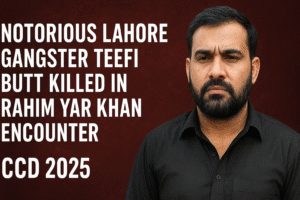Teefi Butt killed CCD Rahim Yar Khan encounter Ameer Balaj murder suspect Lahore gang war.