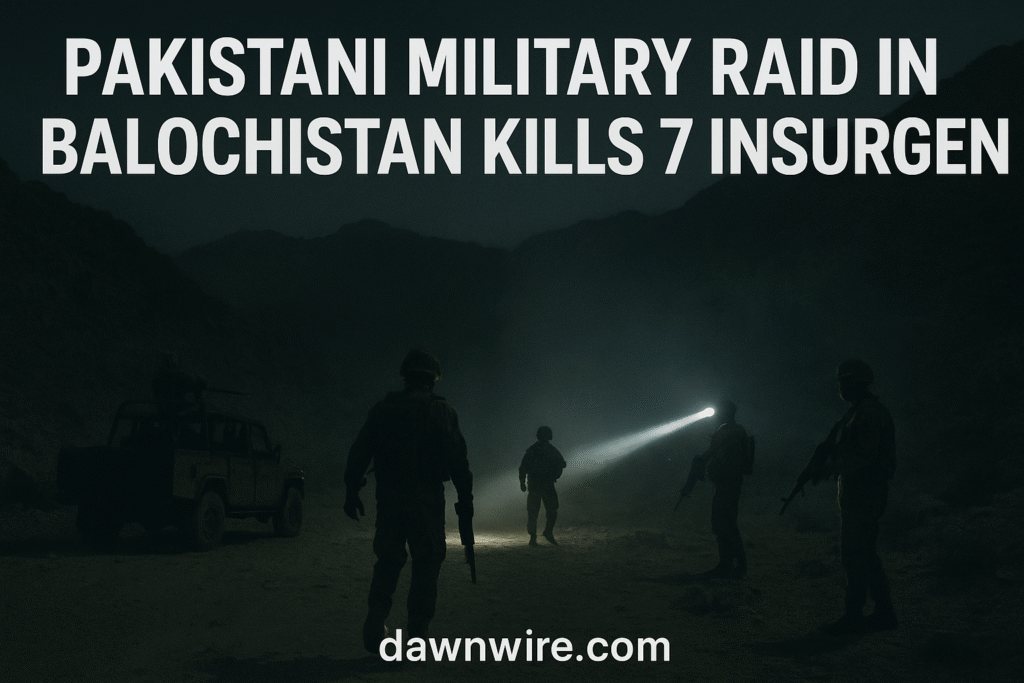 Pakistani military raid in Balochistan; Balochistan insurgency; Sherani operation; seven insurgents killed; recovered weapons; Pakistan counterterrorism; ISPR operation