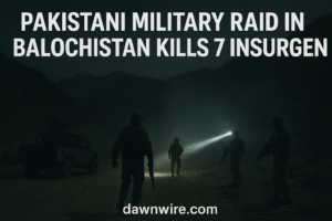 Pakistani military raid in Balochistan; Balochistan insurgency; Sherani operation; seven insurgents killed; recovered weapons; Pakistan counterterrorism; ISPR operation